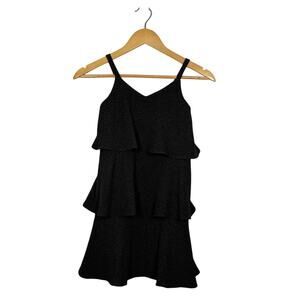 Zac Posen Cami Tank Top Womens Size 8 Black Ruffle Layered Textured Sleeveless